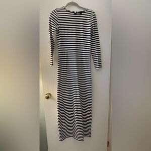 J. Crew Navy and White Striped Long Sleeve Dress